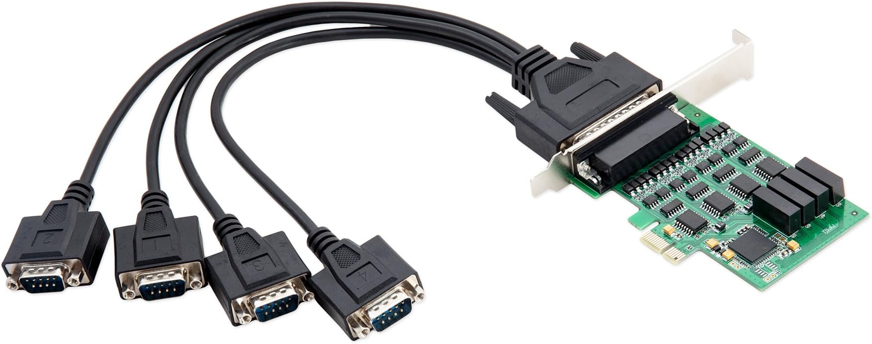 IO CREST 4 Port RS-232 Serial PCIe 2.0 X1 Controller Card Components SI-PEX15042