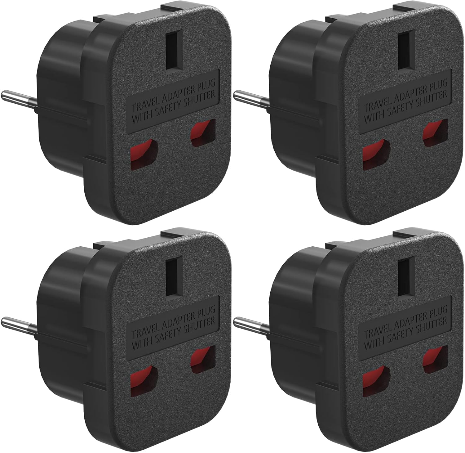 UK to European Plug Adapter Pack of 4, EU Travel Adapter with Child