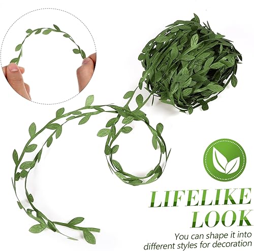 Miniatura 7 de EXCEART 1 rollo de hojas verdes artificiales, enredaderas, patios, hojas de cinta para manualidades, guirnalda de vegetación sintética reutilizable