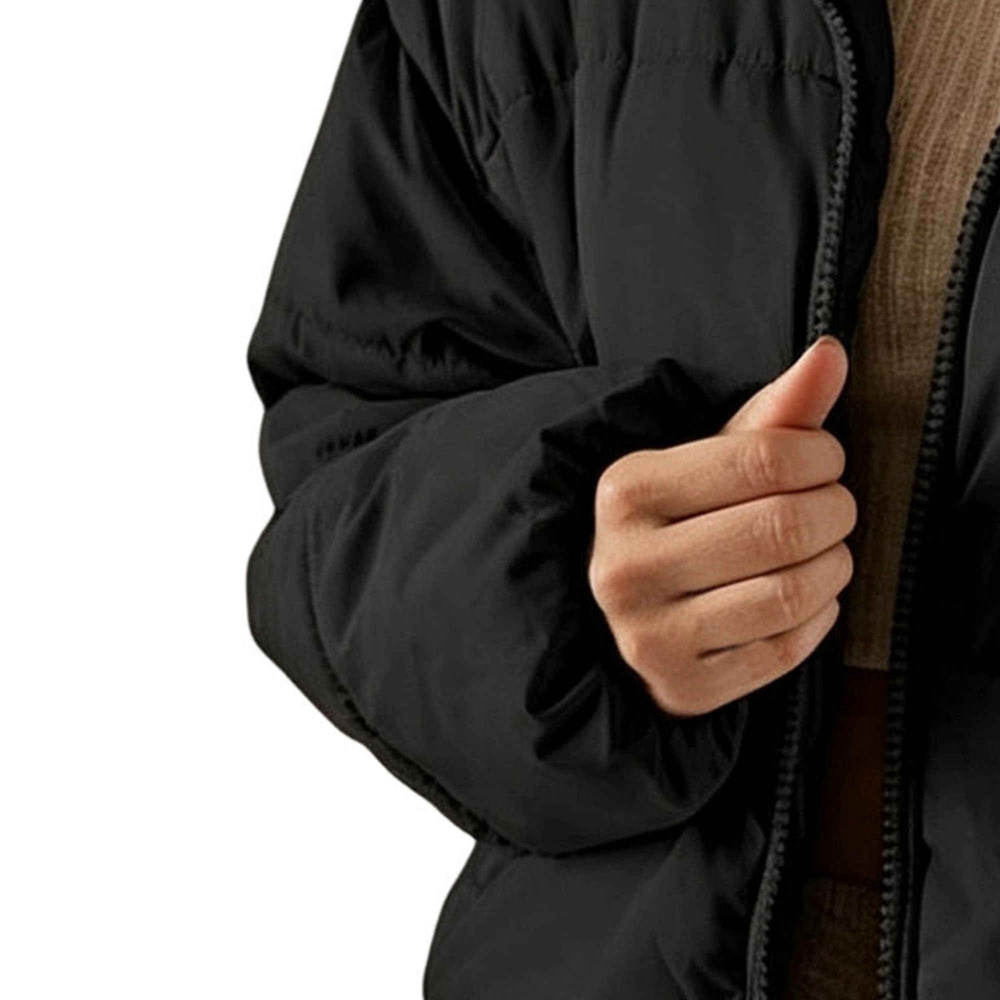 Bomber imbottito da donna, semplice, con colletto rialzato, con cerniera e