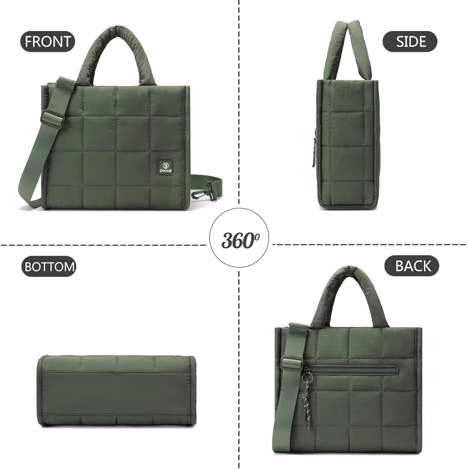 Quilted Crossbody Bags for Women,Puffer Weekender Overnight Bag,Purse Handbag Organizer,Small Tote Bags Shoulder Bag - Image 3