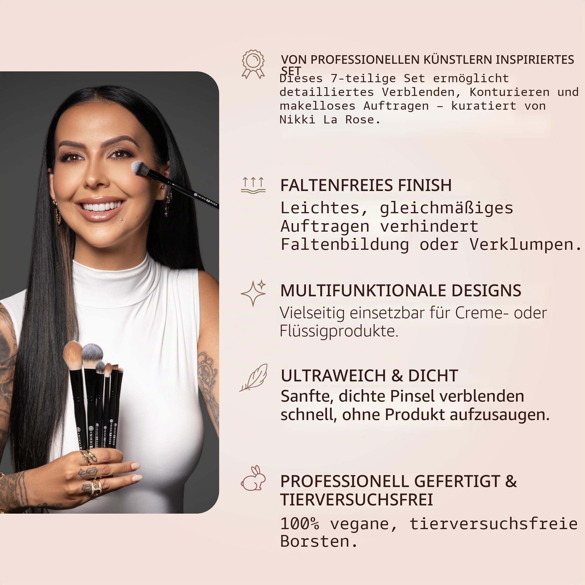 Nikki La Rose Pro Künstlerpinsel-Set, 7-teilig
