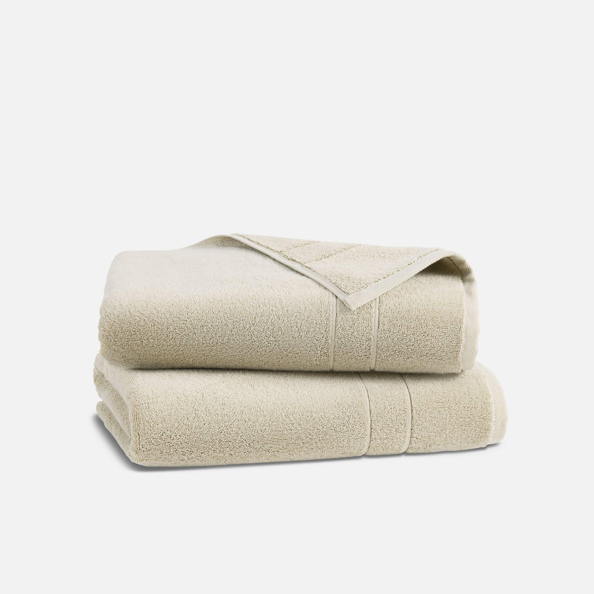 Brooklinen スーパープラッシュ トルコ綿バスタオル 2枚セット コットン 820GSM 洗濯機洗い可 バスルーム、スパ、シャワーに最適なバスタオル (30インチ x 58インチ、ストーンベージュ)