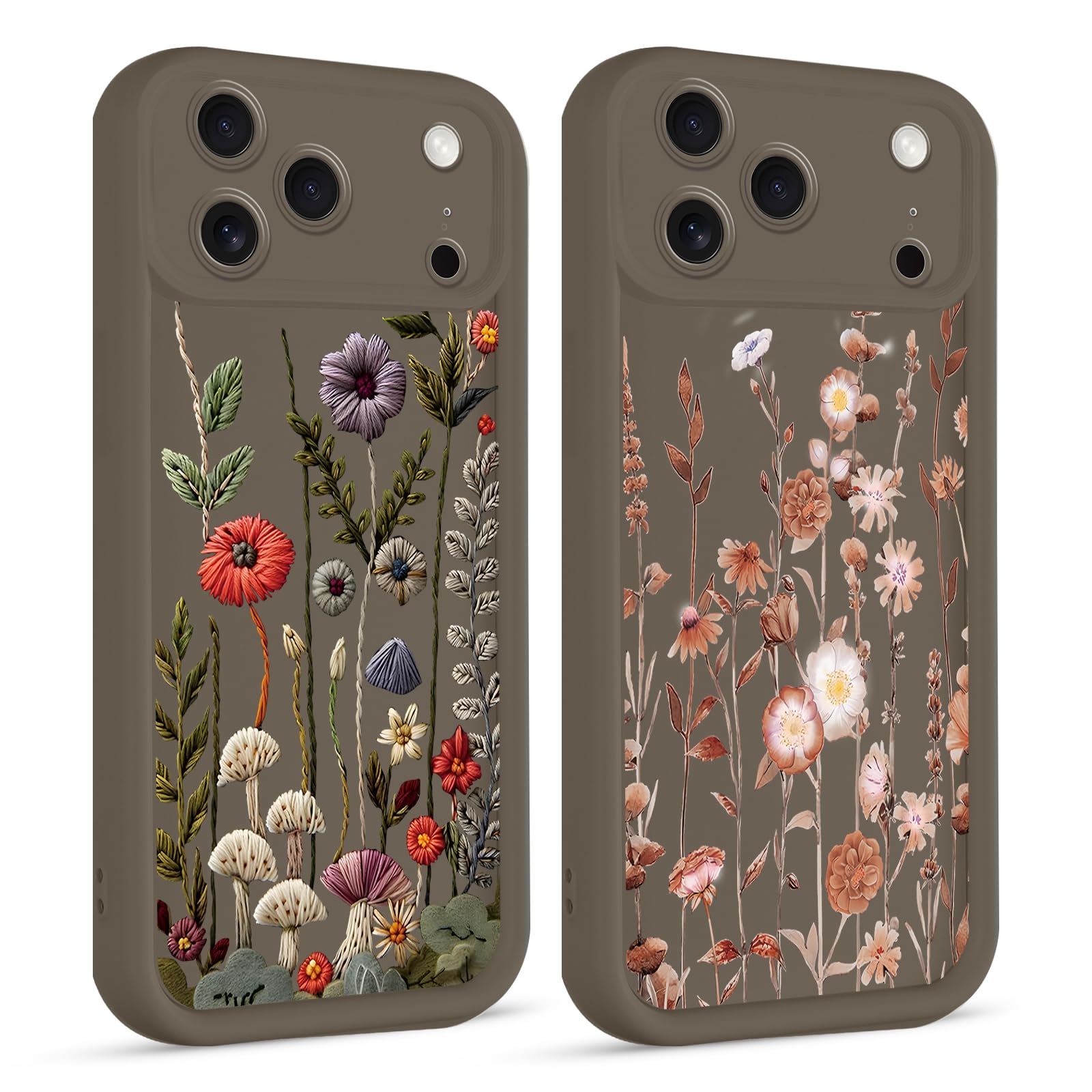 Kueqeay 2 Pezzi Cover per iPhone 17 Pro 6,3", Custodia Aesthetic Fiore Motivo Pr