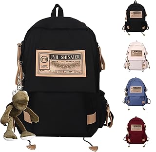 ooibnn Kawaii Backpack With Accessories Vintage Backpack Anti-thief Casual Backpack With Cute Frog For Teenagers