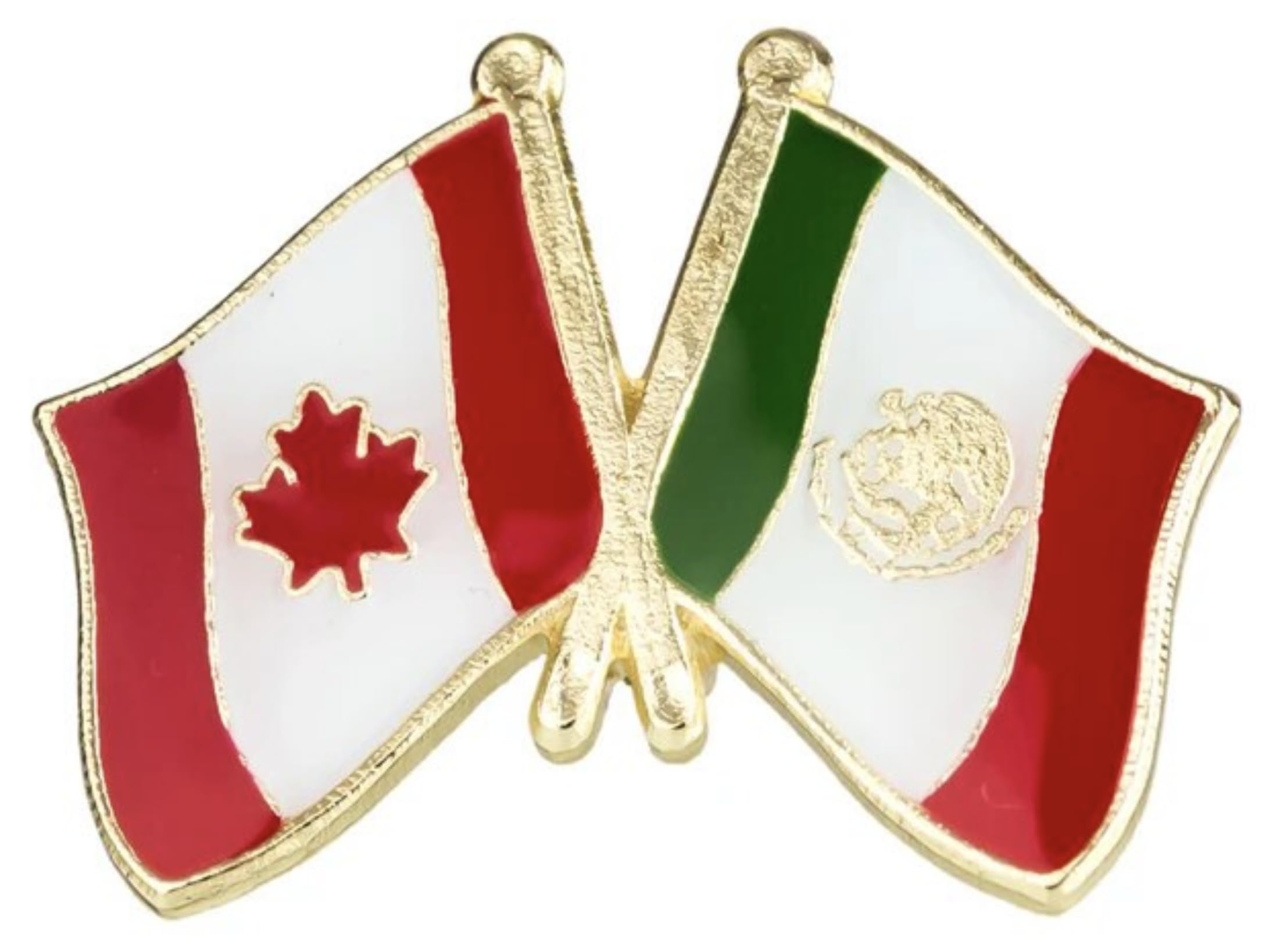 Canada Canadian National Flag Crossed Flags Friendship Love Alliance Allies 1" Enamel Pin
