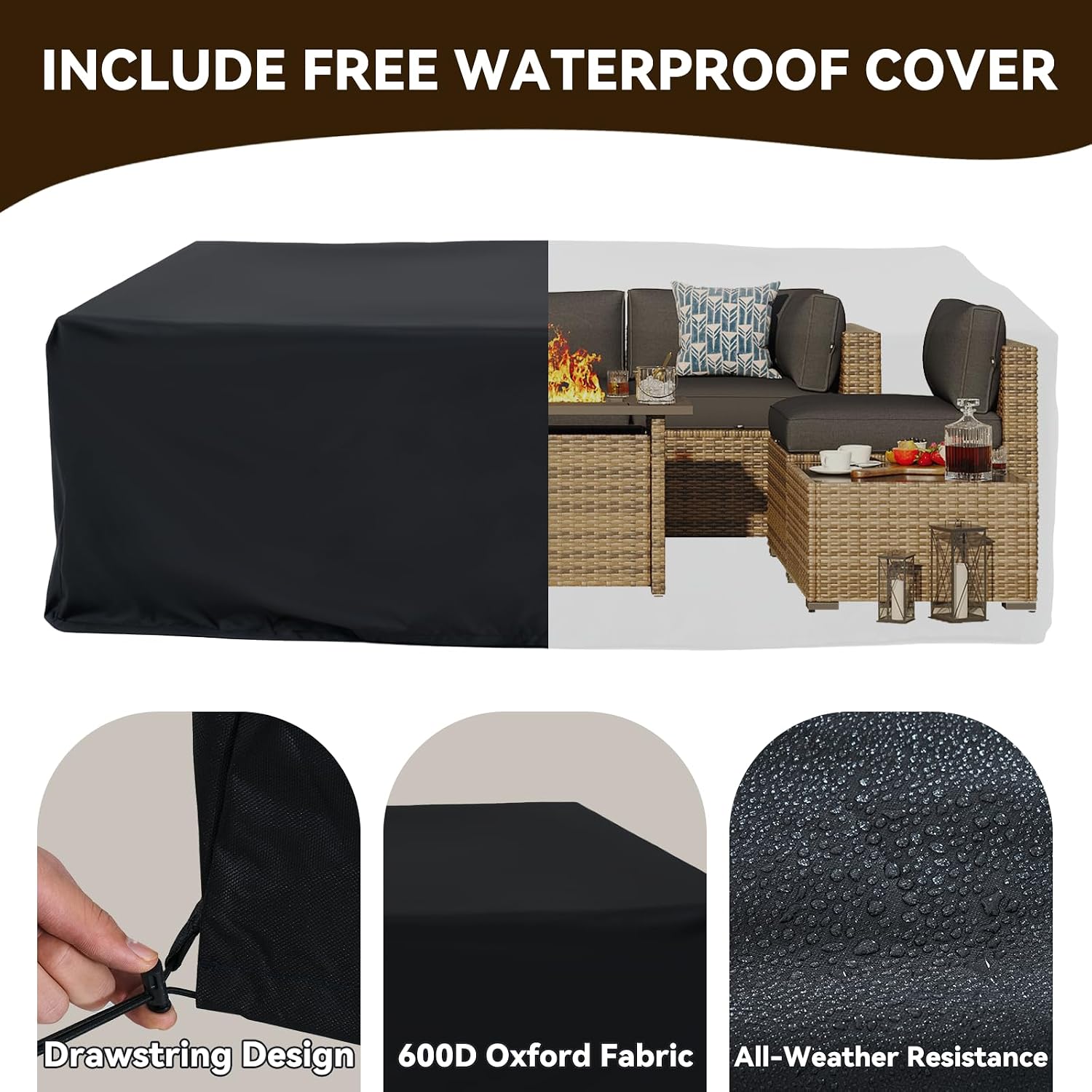Included Waterproof Cover for Patio Furniture