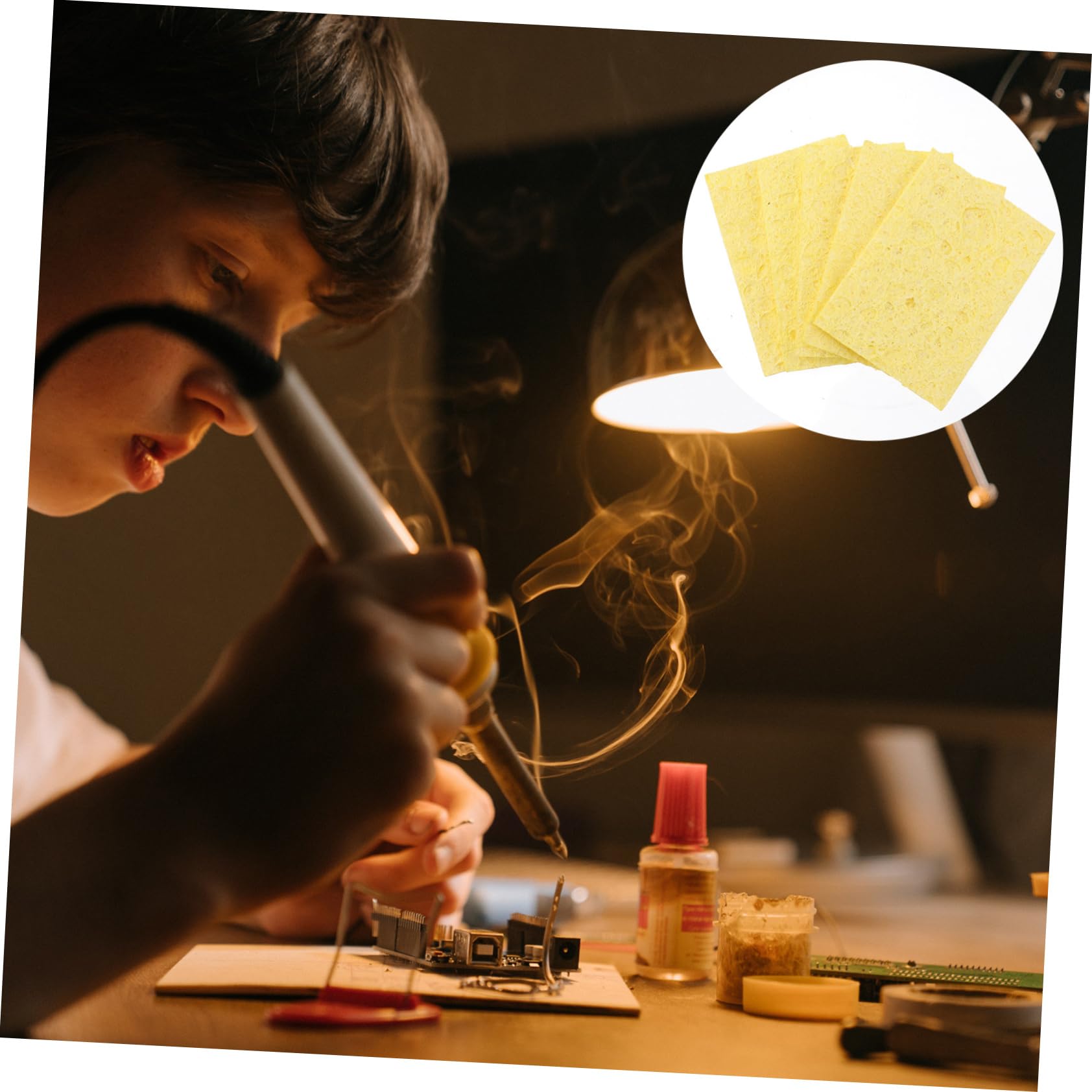 DOITOOL 60 pcs Welding Head Cleaning Sponge Solder tip Replacement cleansers Braces Cleaner Soldering