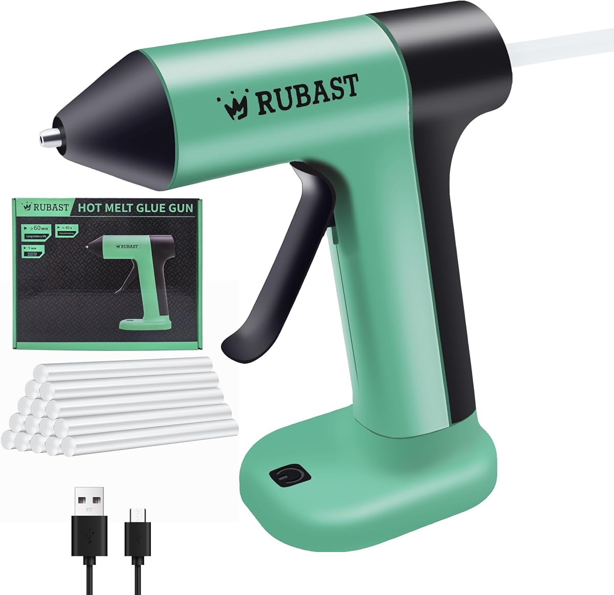 4V Glue Gun, Hot Glue Gun Cordless with Rapid 30s Preheat, Auto Shut-Off, Anti-drip Nozzle, and 20 Premium Glue Sticks, 2000mAh Type-C Rechargeable, Mini Glue Gun for Crafting