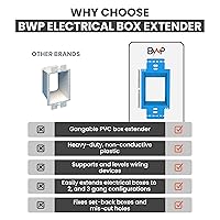 Vista 6 de BWP Paquete de 10 Extensores de Caja de Salida Eléctrica de 1 Gang - Extensor de Caja Eléctrica con 20 Tornillos - Extensor de Salida de Caja
