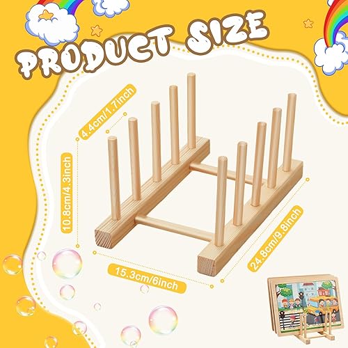 Miniatura 2 de Barydat 2 piezas de madera para rompecabezas de exhibición de rompecabezas, estante organizador de almacenamiento para adultos, amantes de la