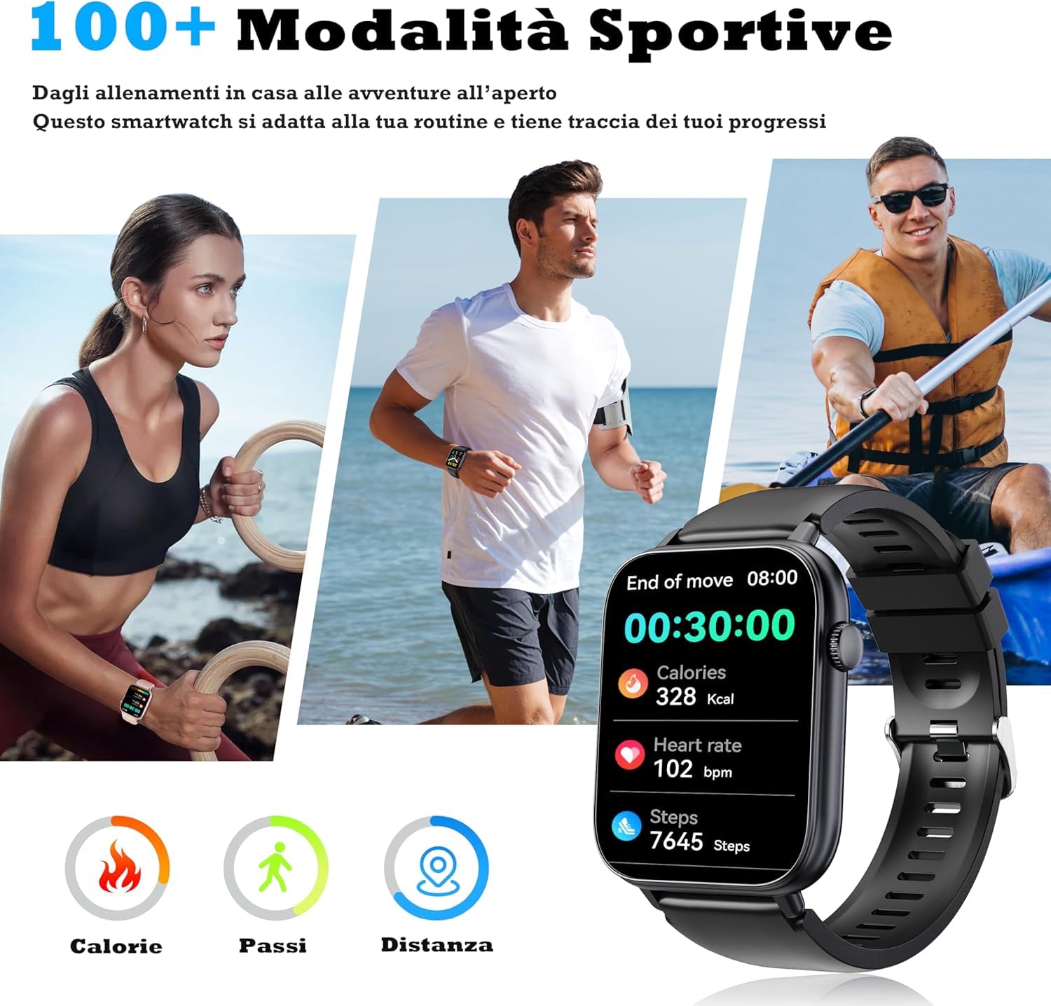 OUKITEL Smartwatch Uomo Donna 1.83" HD, Orologio Intelligente con Chiamate Bluetooth, 100+ Sport, Cardiofrequenzimetro, SpO2, IP68, Controllo Musica/Foto, Notifiche, Fitness Tracker per Android iOS