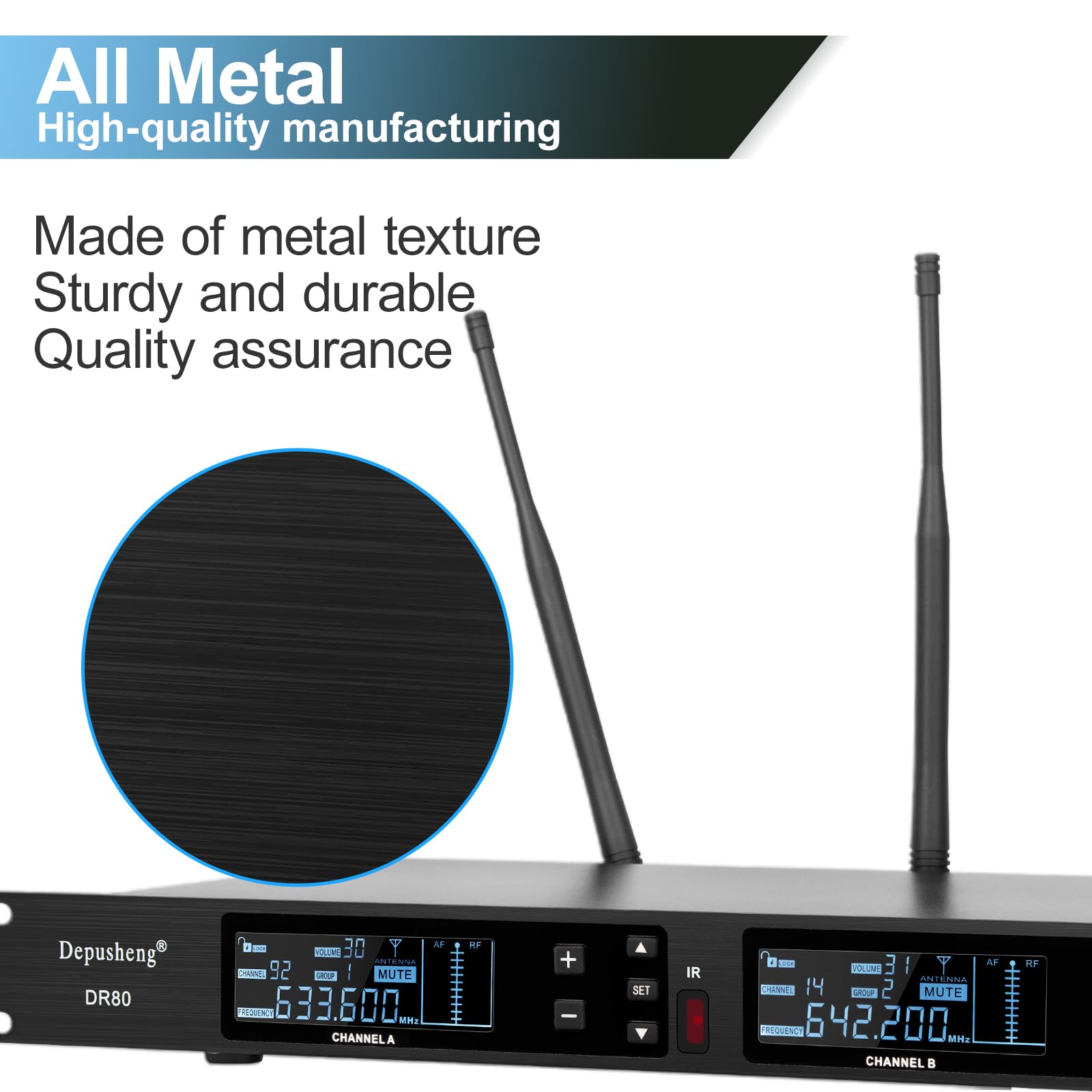 Depusheng DR80 microfono wireless professionale da palco microfono wireless dinamico 150 metri ricezione a lunga distanza karaoke wedding bar