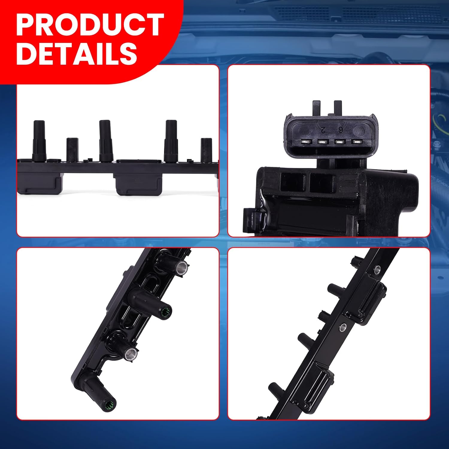 MOCA Ignition Coil Compatible with 2000-2001 for Jeep Cherokee, 2000-2004 for Grand Cherokee, 2000-2006 for TJ, 2000-2006 for Jeep Wrangler L6 4.0L