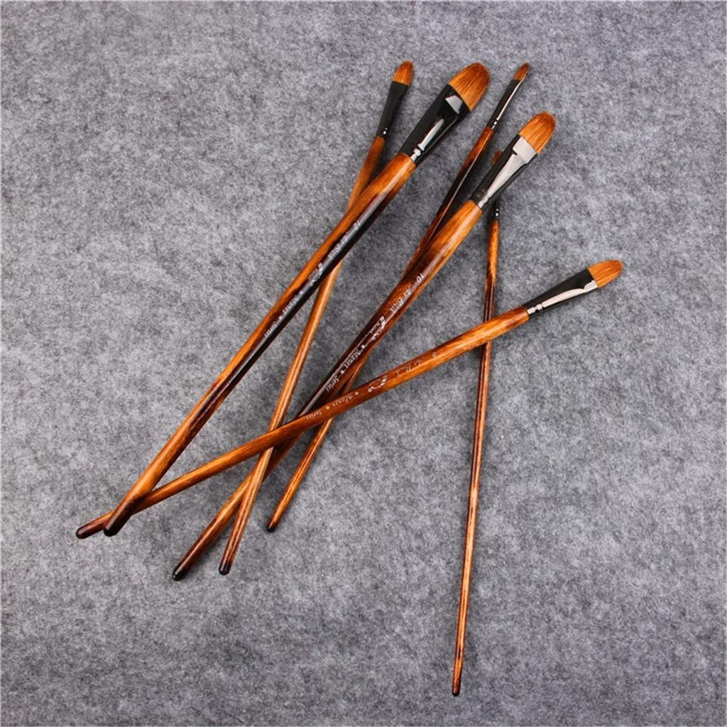 6 Teile/Satz Paintibrush Öl Painthair Wasser Farbe Pinsel Zeichnung Pinsel Künstlerbedarf Pinsel für Künstler (Rosso 6 stücke)