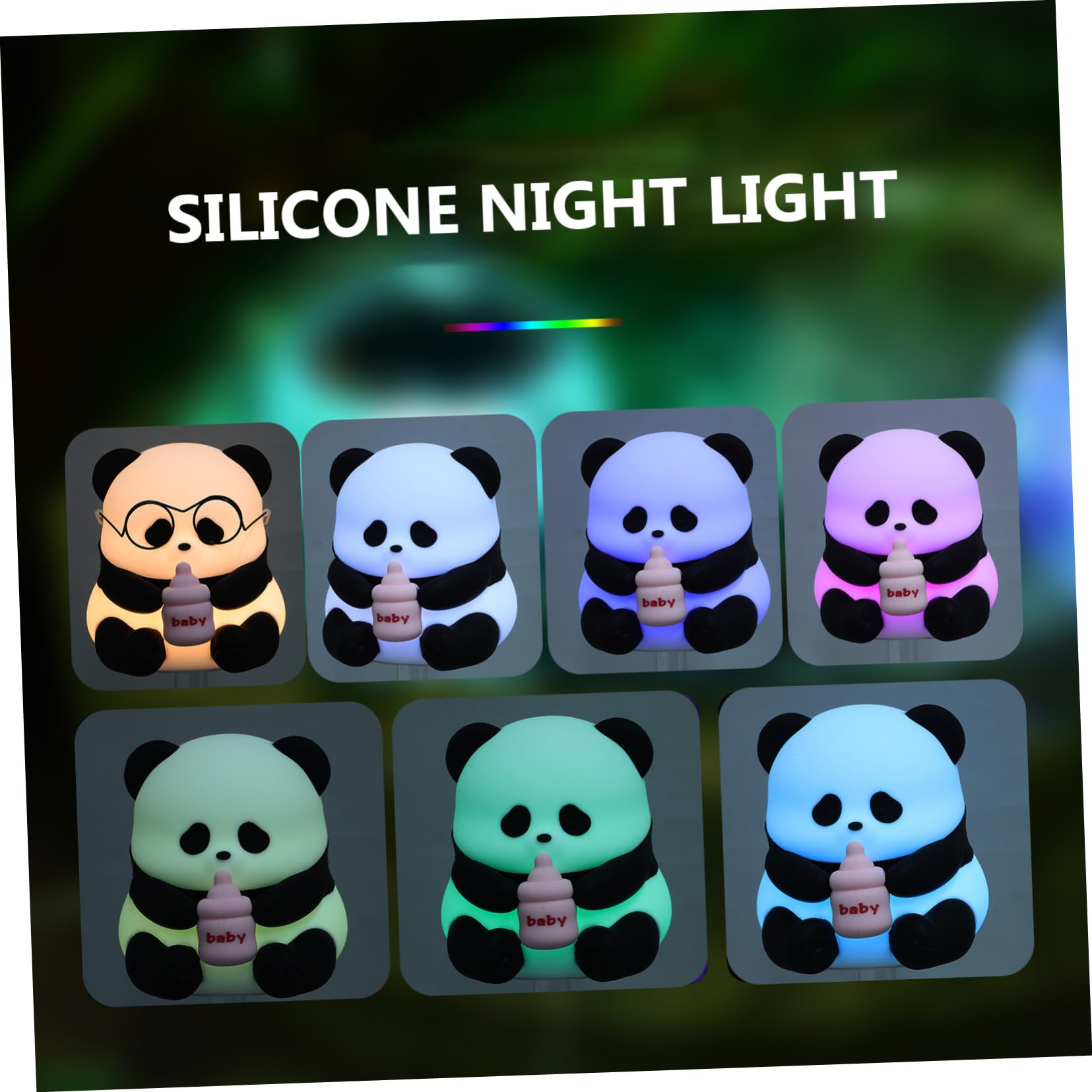 Operitacx Lámpara Nocturna Recargable de Silicona con Forma de Panda Luz Luz LED para Dormitorio Infantil y Habitación de Bebés