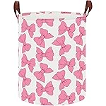 CLOCOR Large Laundry Basket,Waterproof Nursery Hamper,Collapsible Fabric Storage Container,Toys Bin,Room Decor,Gift BasketPink Bowknot