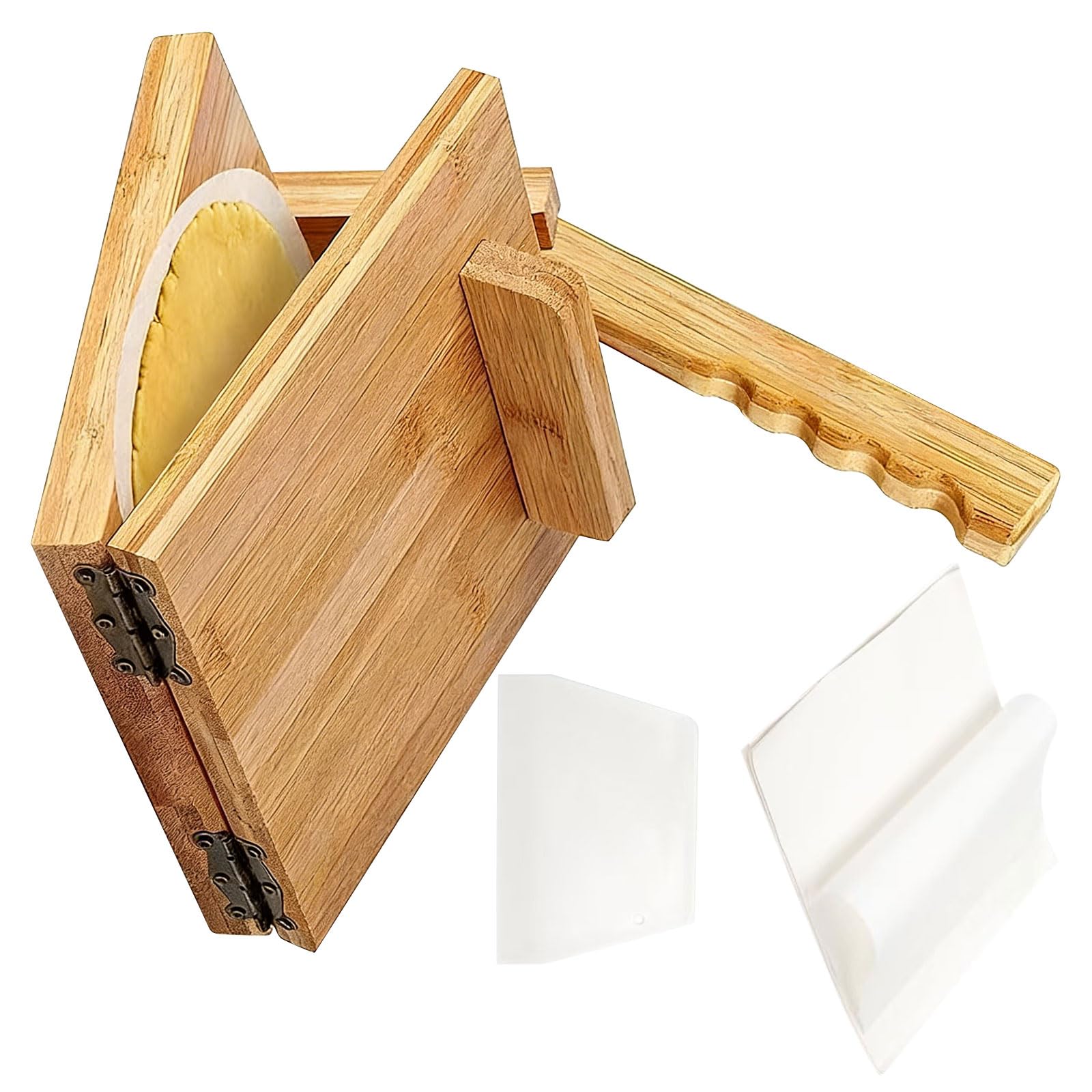 Xjdzineq Large Wooden Dough Press with Stainless Steel Hinges for Homemade Corn Flatbreads and Wraps Friendly Wrap Press