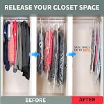 Meetall 4Pack Sacs de rangement à vide suspendus, Space Sacs de compression Saver avec 360° Crochets pivotants, 2 Moyenne + 2 Grand pour manteaux Vestes Comforters, Sacs à sous-vide réutilisables pour l'organisation de placards