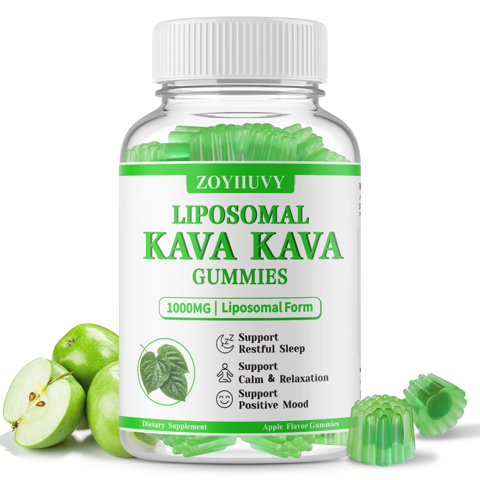 Liposomal Kava Kava Gummies 1000mg, Calm, Relaxation & Sleep, 60 Ct 60 Count (Pack of 1)
