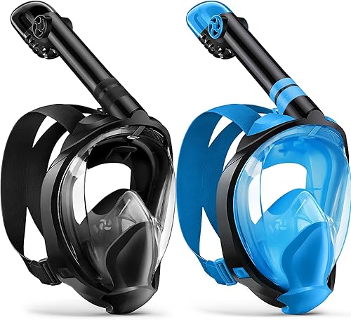 Miniatura 18 de Zenoplige Máscara de esnórquel de cara completa para adultos, equipo de esnórquel seco con soporte para cámara, máscara panorámica plegable de 180