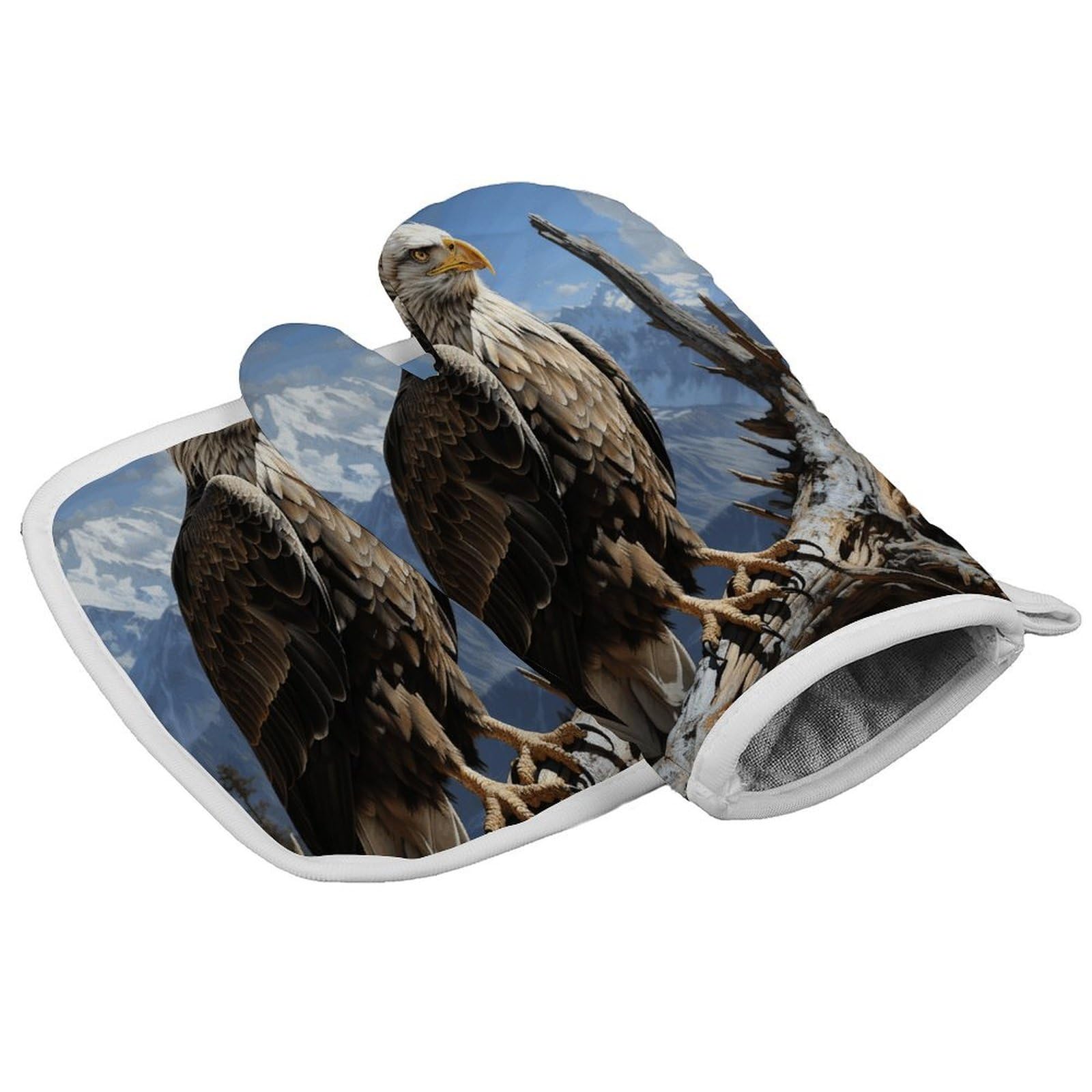 Fodpand Style A Lone Eagle Oven Mitt Set With Lanyard, Cooking Mitt, Protective Thermal Insulation,Kitchen Mitt For Baking, Cooking, Grilling, Microwave
