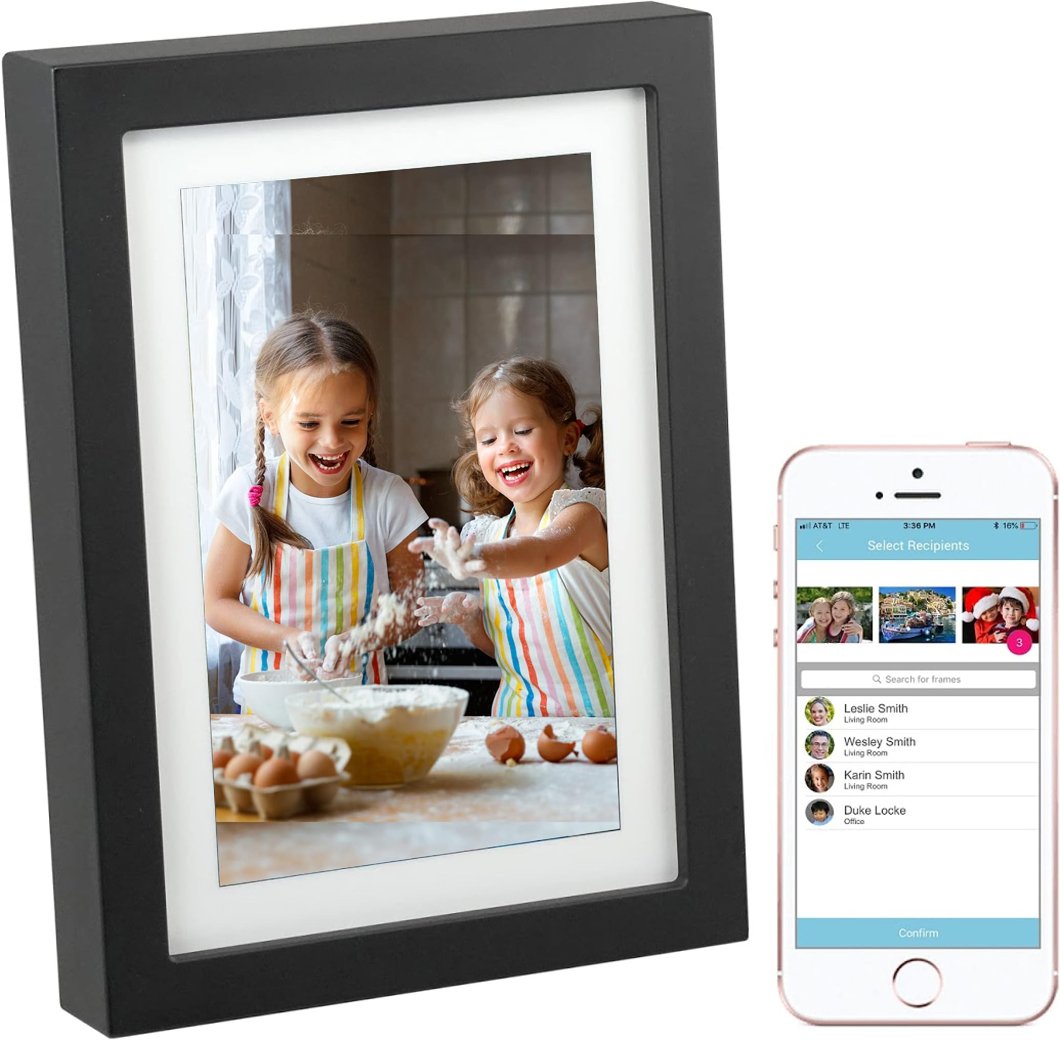 PhotoSpring 8-inch Digital Picture Frame – Battery – Touchscreen – WiFi – Send Photos and Videos by Email or App