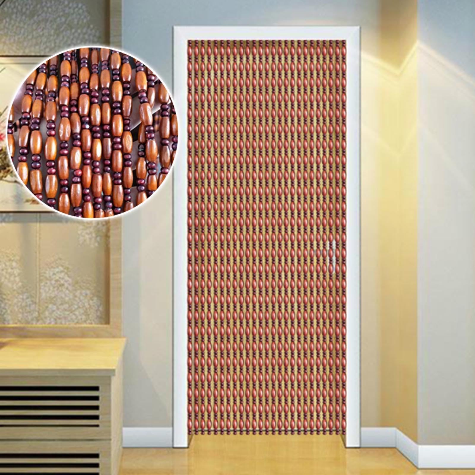 Rideau anti mouche perles de bois brise vue efficace maison