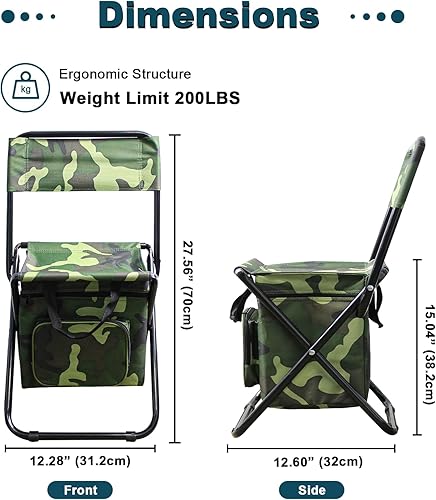 Miniatura 3 de Silla de camping plegable portátil con bolsa de almacenamiento, taburete de respaldo ligero, asiento plegable compacto, taburete de respaldo al aire