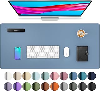 Aothia Desk Pad, PU Leather Desk Mat, Mouse Pad, Non-Slip Desk Cover, Waterproof Desk Pad for Office and Home (80x40cm,Denim Blue)