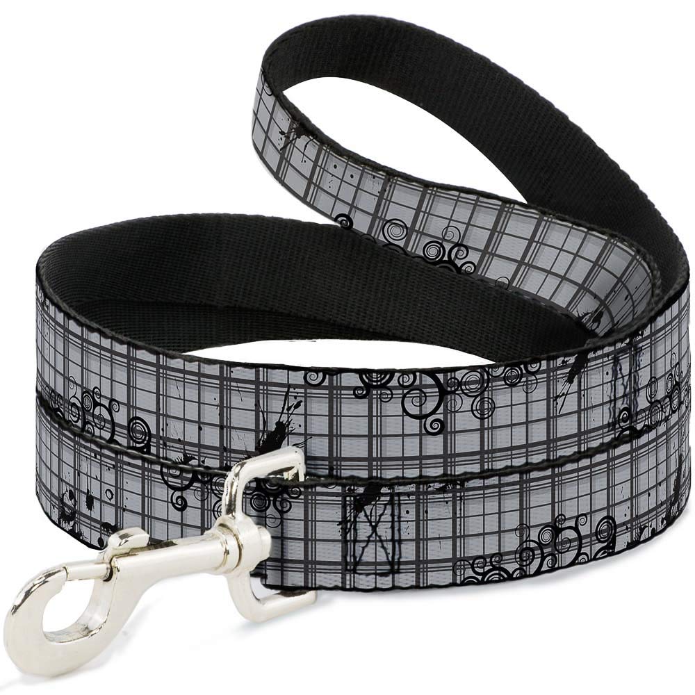 Laisse pour animal robuste 3,8 cm de large Buckle Down Plaid Curls Gris anti-traction