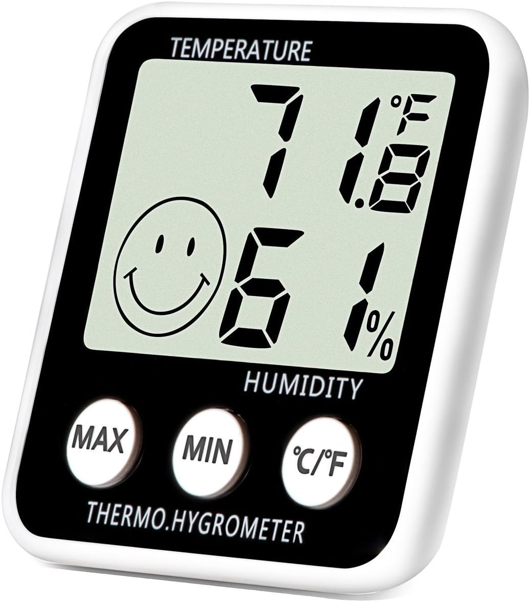Digital Thermometer & Hygrometer with Large LCD Display for Home, Car