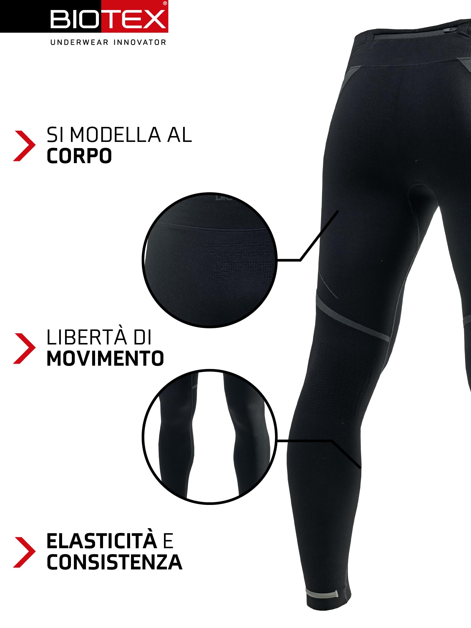 BIOTEX Panta -5 Kompression Run a Compressione Graduata da Uomo, Pantaloni Termici Ideali per Running e Walking, Intimo Tecnico Sportivo