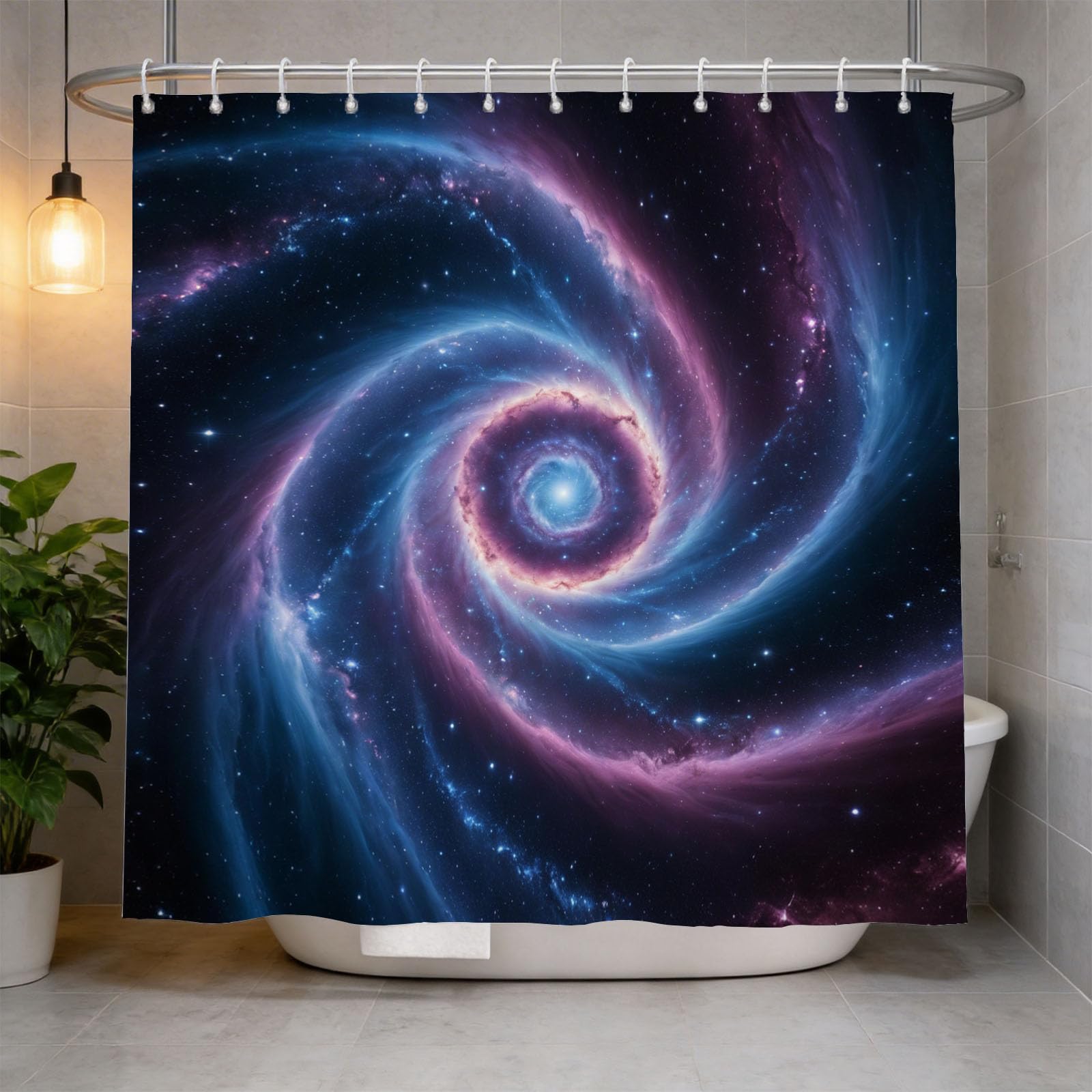 Hongduo 3D Starry Sky Shower Curtain for Stalls Bathtubs Chic Bathroom Decor Shower Curtain Set Polyester Fabric Waterproof 200x200cm/79X79 Inch with Hooks