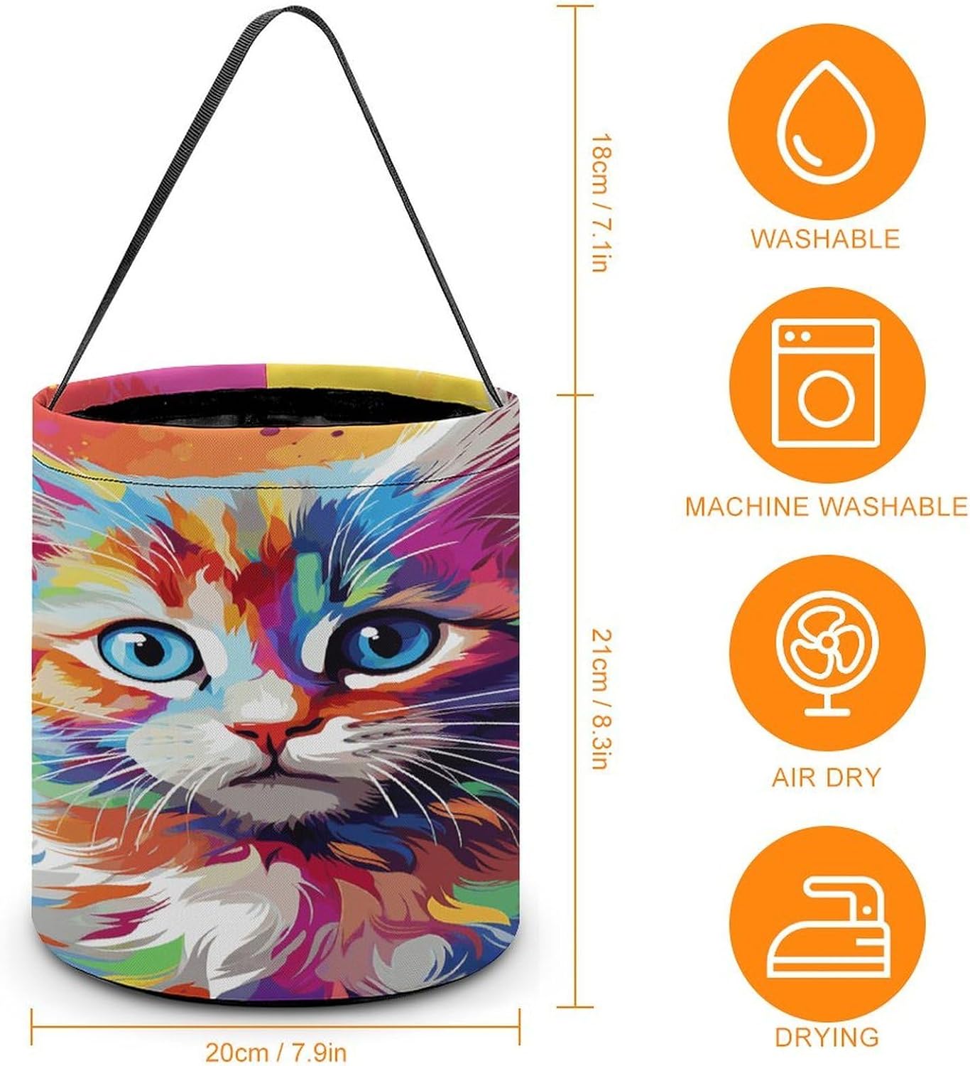 LLUTSNTH Rainbow Cartoon Cat Halloween Tote Treat Bag for Trick Or Treat image 2