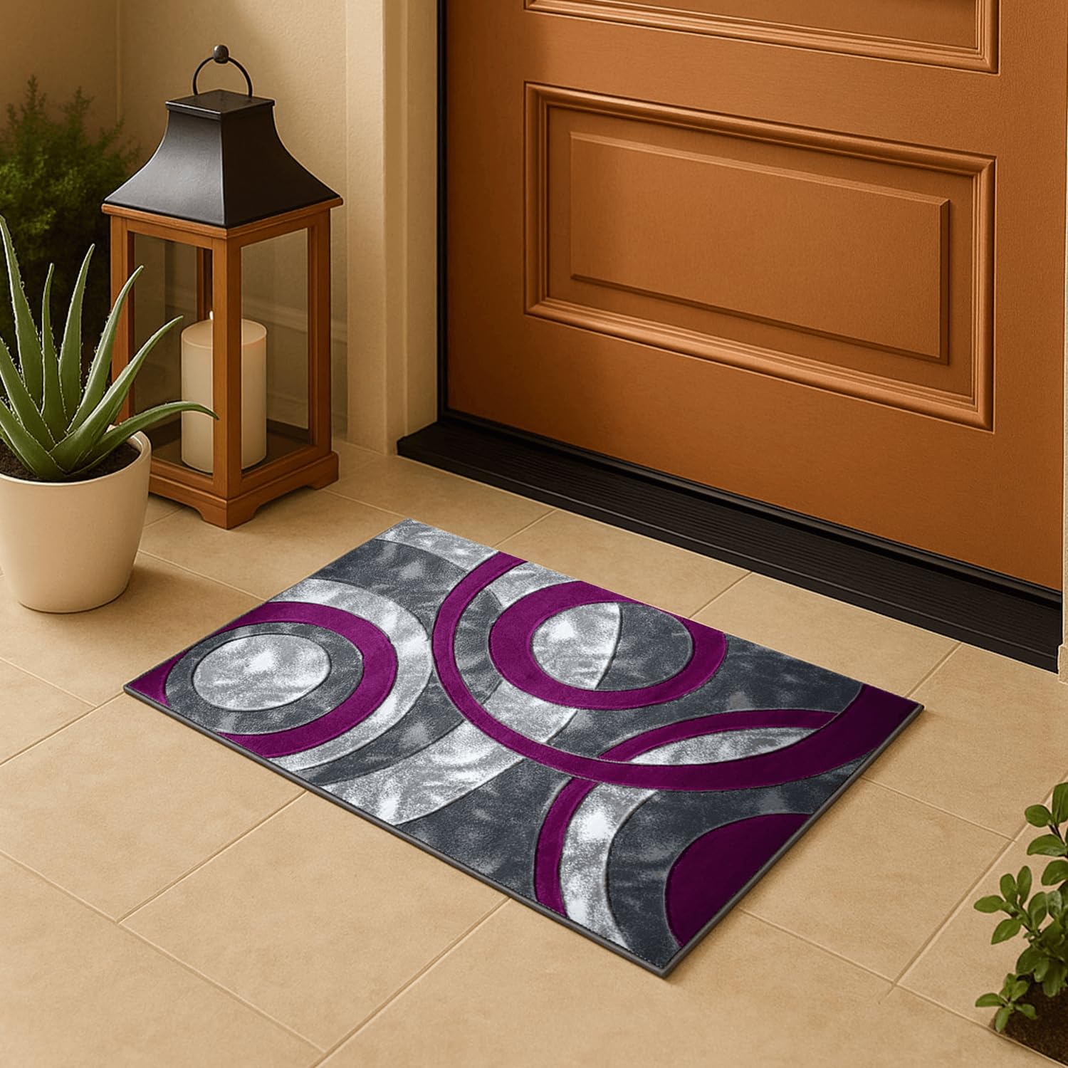 Cozy Haven Ecliptic Door Mat - Non-Slip Washable Doormat, Suitable for Indoor/Outdoor Use, Heavy Duty Dirt Trapper and Water Absorbent – (Purple, 50x80 cm) — image 1