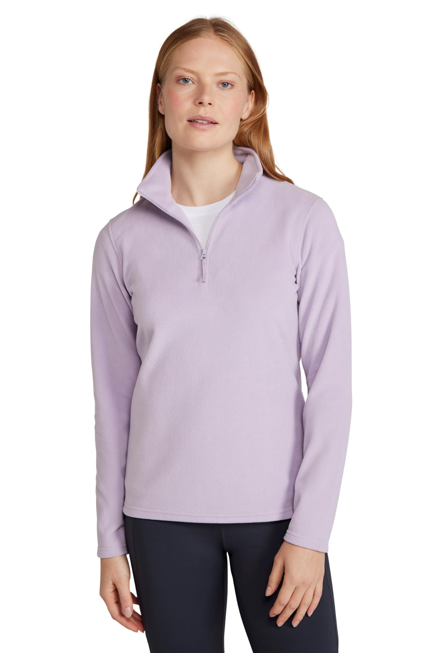 Mountain Warehouse Camber Half Zip Women's Striped Fleece - Lightweight, Warm & Cosy Half Zip Sweatshirt Top - Best for Camping, Outdoors, Travelling & Hiking Purple L