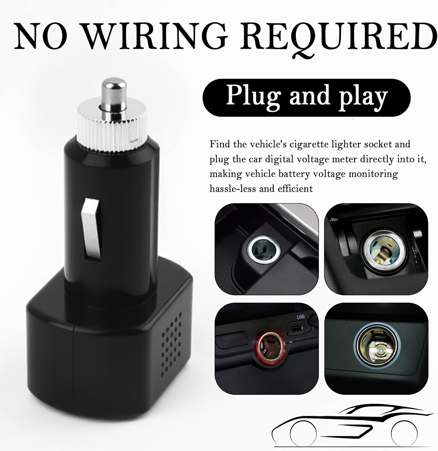 Car Cigarette Lighter Voltage Meter with LED Digital Display,Mini Car Voltage Meter for Monitoring Vehicle Battery Voltages Status,24V/12V Socket Voltmeter as Battery Voltages Meters