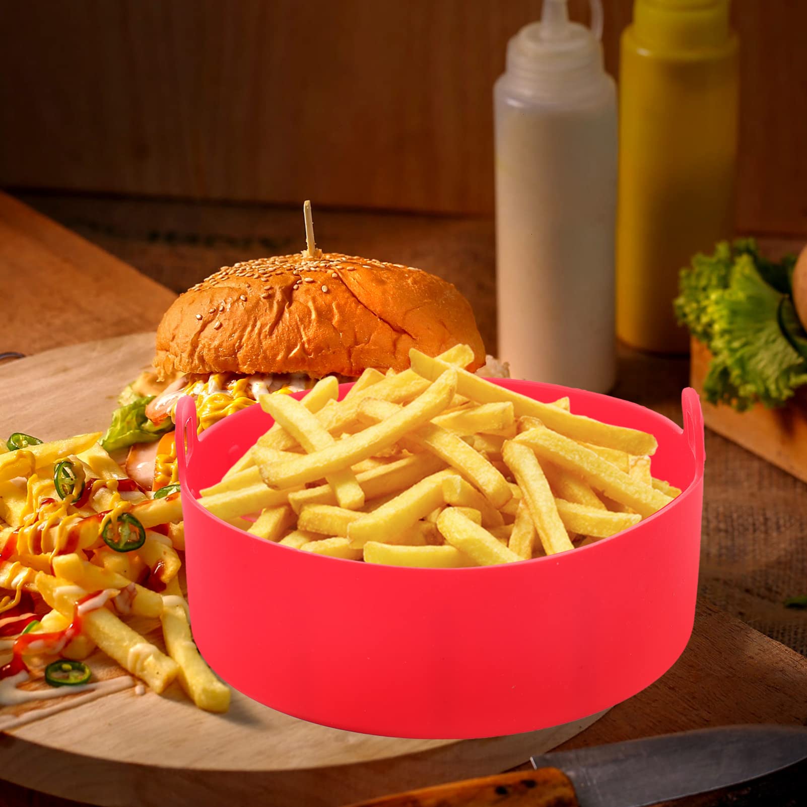 Teglia in Silicone Rosso per Friggitrice ad Aria, Riutilizzabile