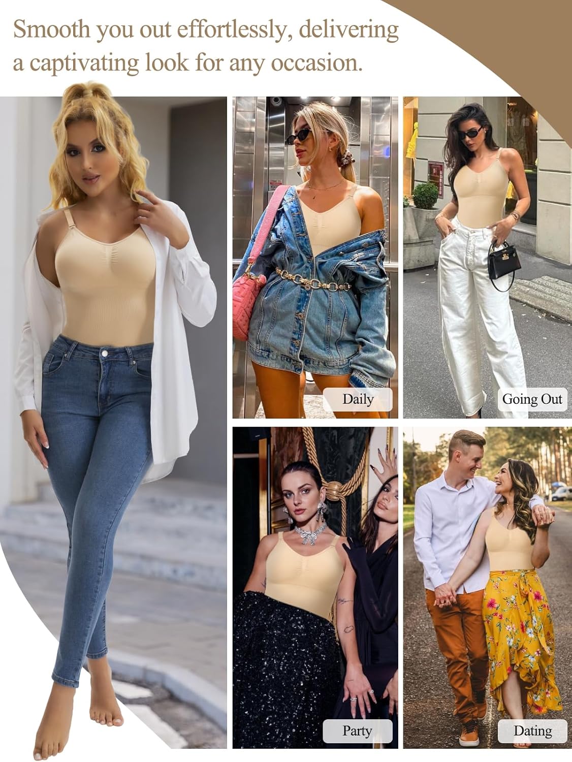 JOYSHAPER Women's Shapewear Tops Padded Bra Shapewear Tank Cami Shaper Compression Tank Tops Tummy Control Camisole - Image 2