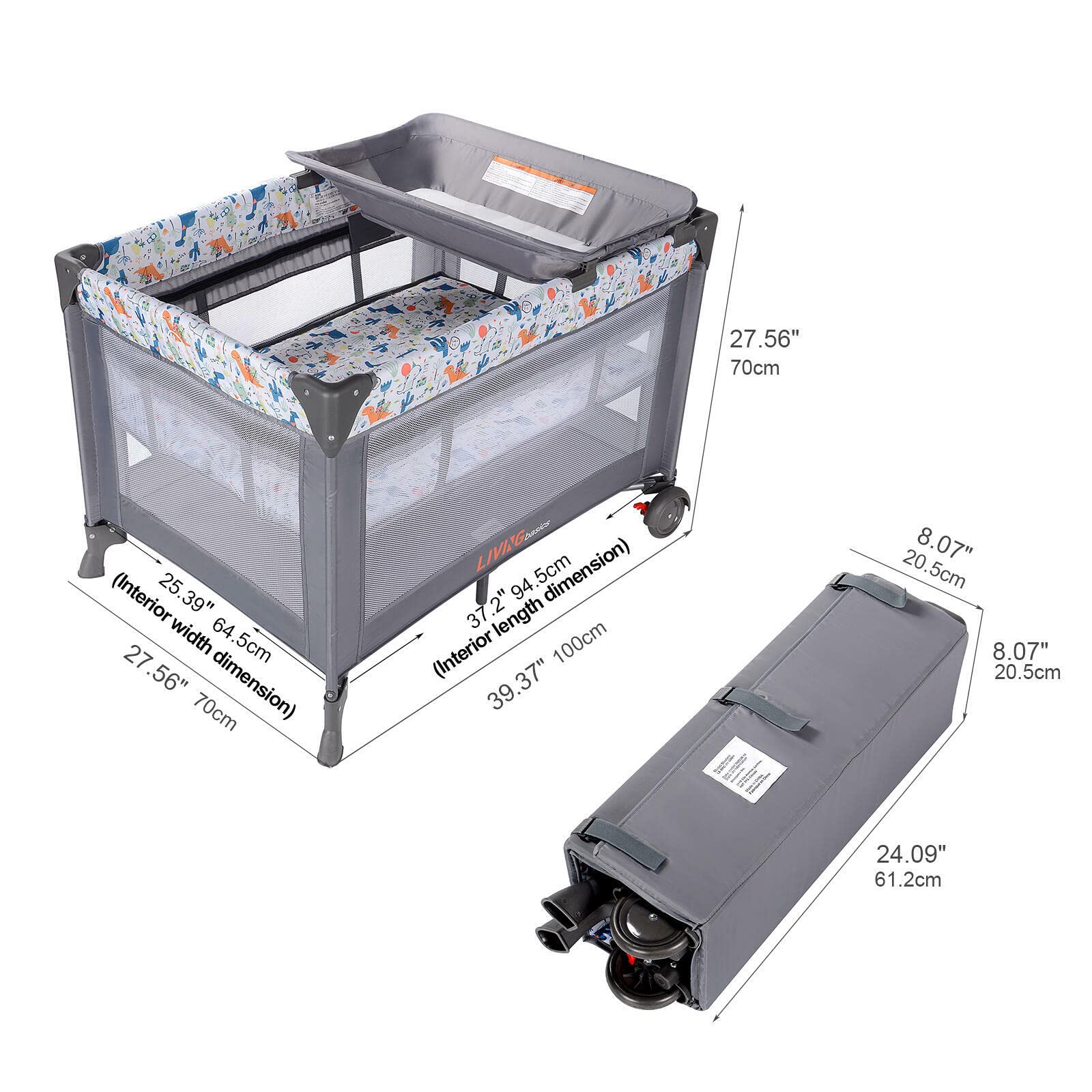 Playard dimensions and folded size