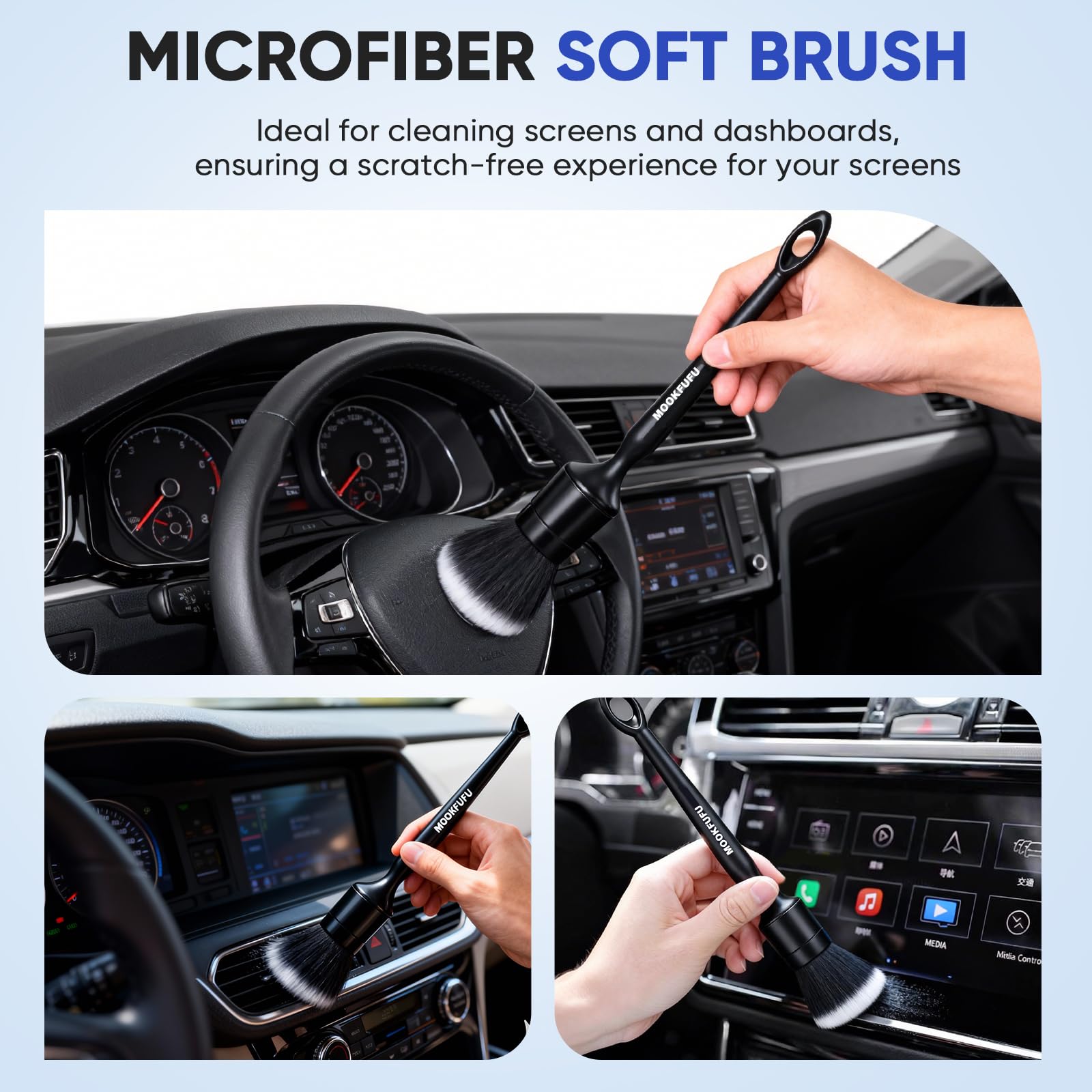 Car Detailing Brush Set - 6 Piece Interior Exterior Kit -3