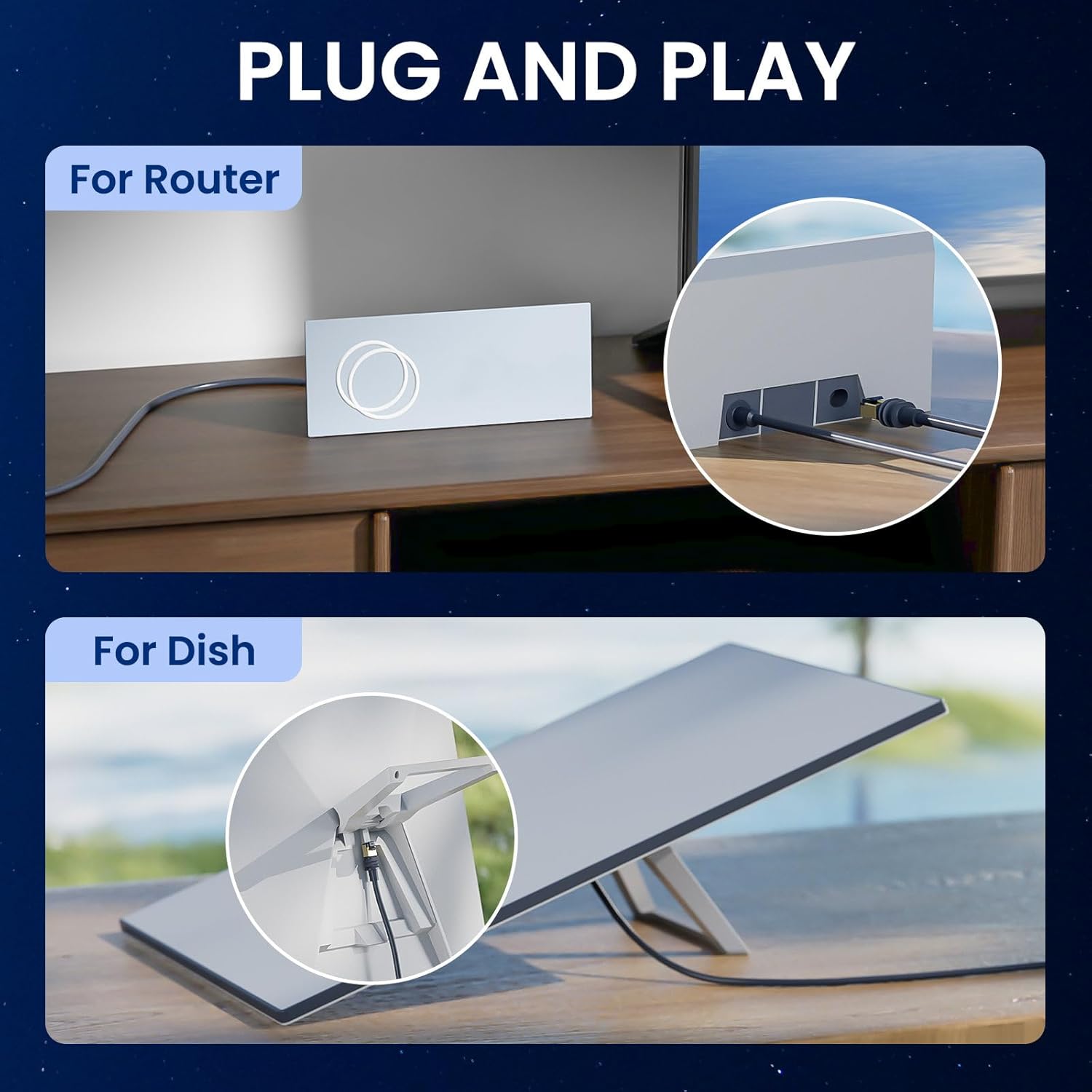 BarBaren for Starlink Cable Gen 3 75M/246FT, for Starlink Mini Ethernet Cable Replacement Cord for Starlink Standard Kit V3 Dish -Waterproof Grey