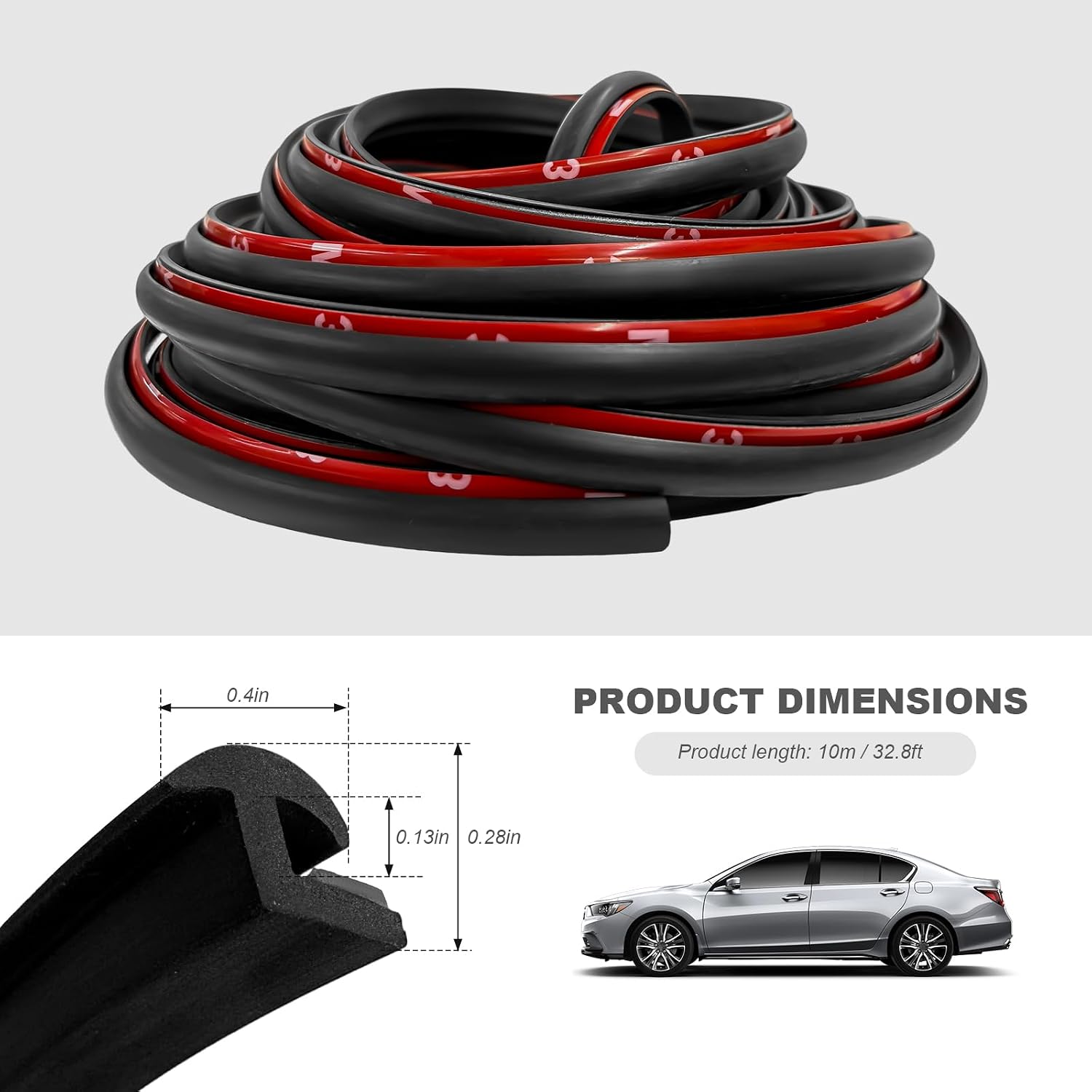 Sun Walker 33 Ft Fender Flare Edge Trims, 1/8" Flexible EPDM Fender Flares Trim Weather Resistant Seal Strip, Self Adhesive T-Style Edge Trim for Car Truck SUV Wheel Wells