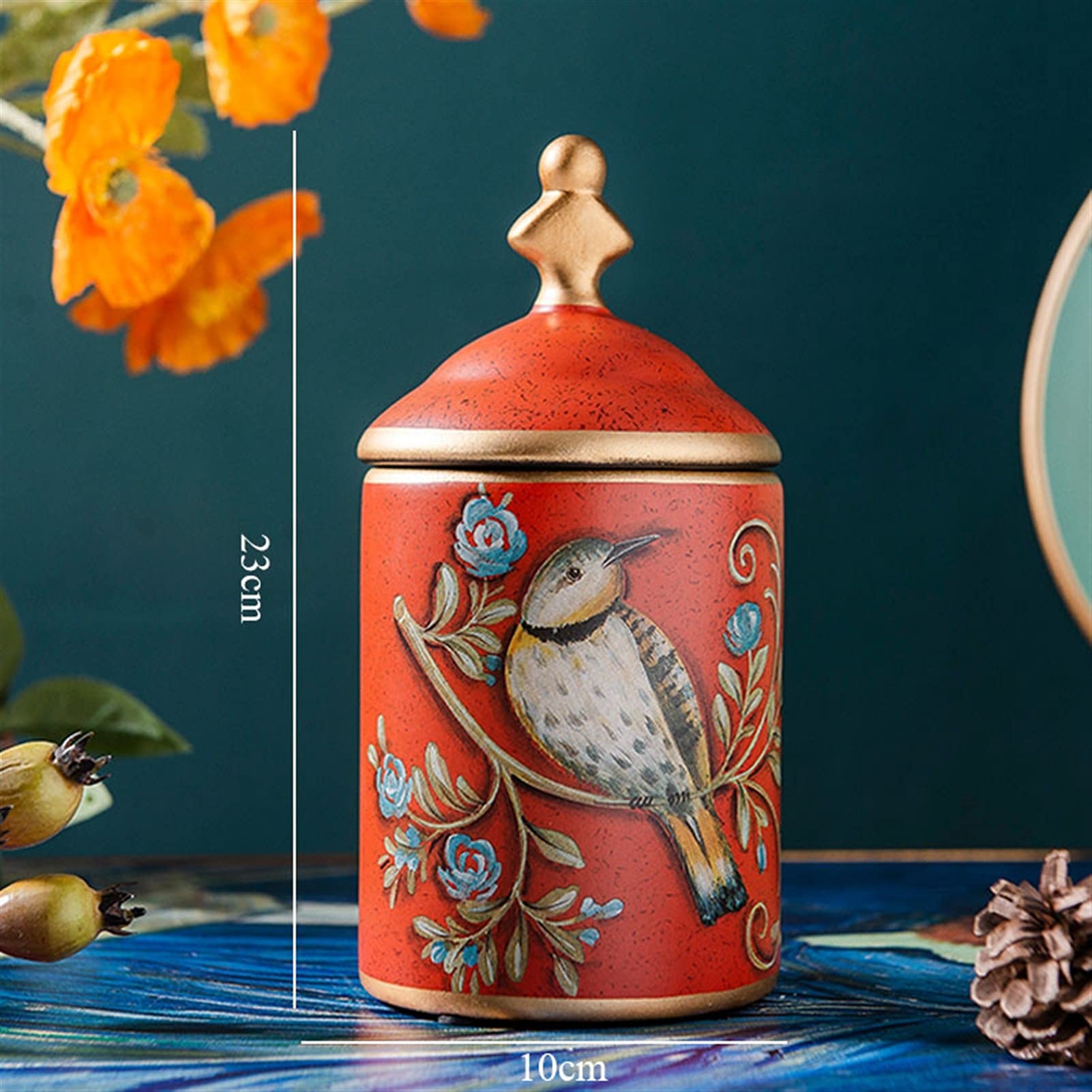Botes para Alimentos Frascos de cerámica de Aves con Tapa Joyas de Almacenamiento Jar Dulces Tanque Mesa de café Desktop Snacks Organizer Tanques Decoración del hogar Moderno Botes Herméticos