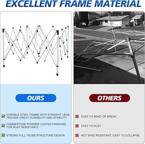 Miniatura 7 de WEIZE Tienda de campaña desplegable de 10 x 10 pies, configuración a presión de 1 botón, refugio portátil instantáneo, altura ajustable, bolsa de