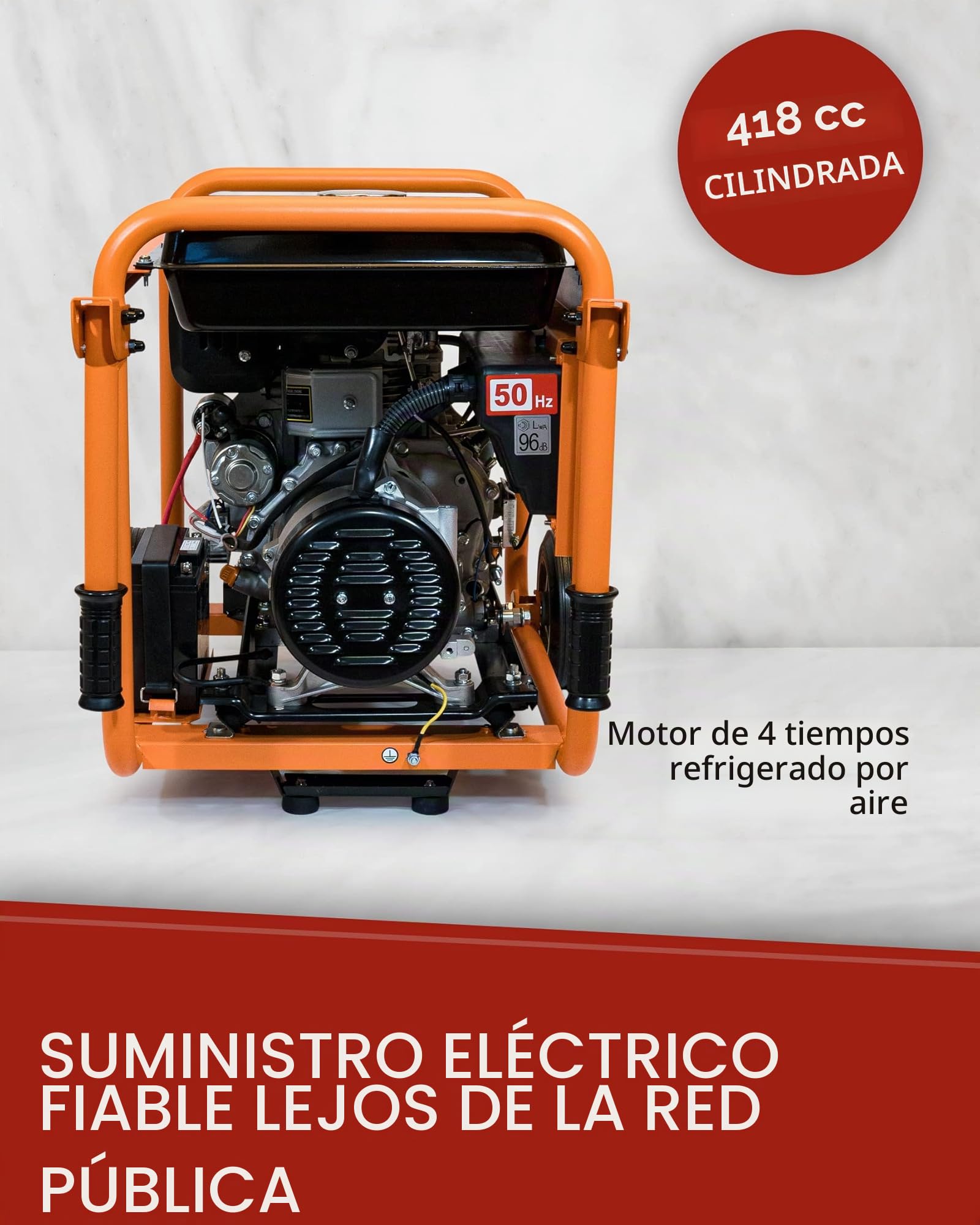 Generador diésel KnappWulf KW5500 con arranque eléctrico, generador de emergencia de 5000 W, incluye batería y protección contra bajo nivel de aceite.