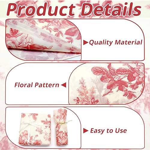 Miniatura 3 de Benvo 20 hojas de papel de seda con estampado floral 20 pulgadas x 29 pulgadas papel de decoupage decorativo papel de seda para regalos envoltura de