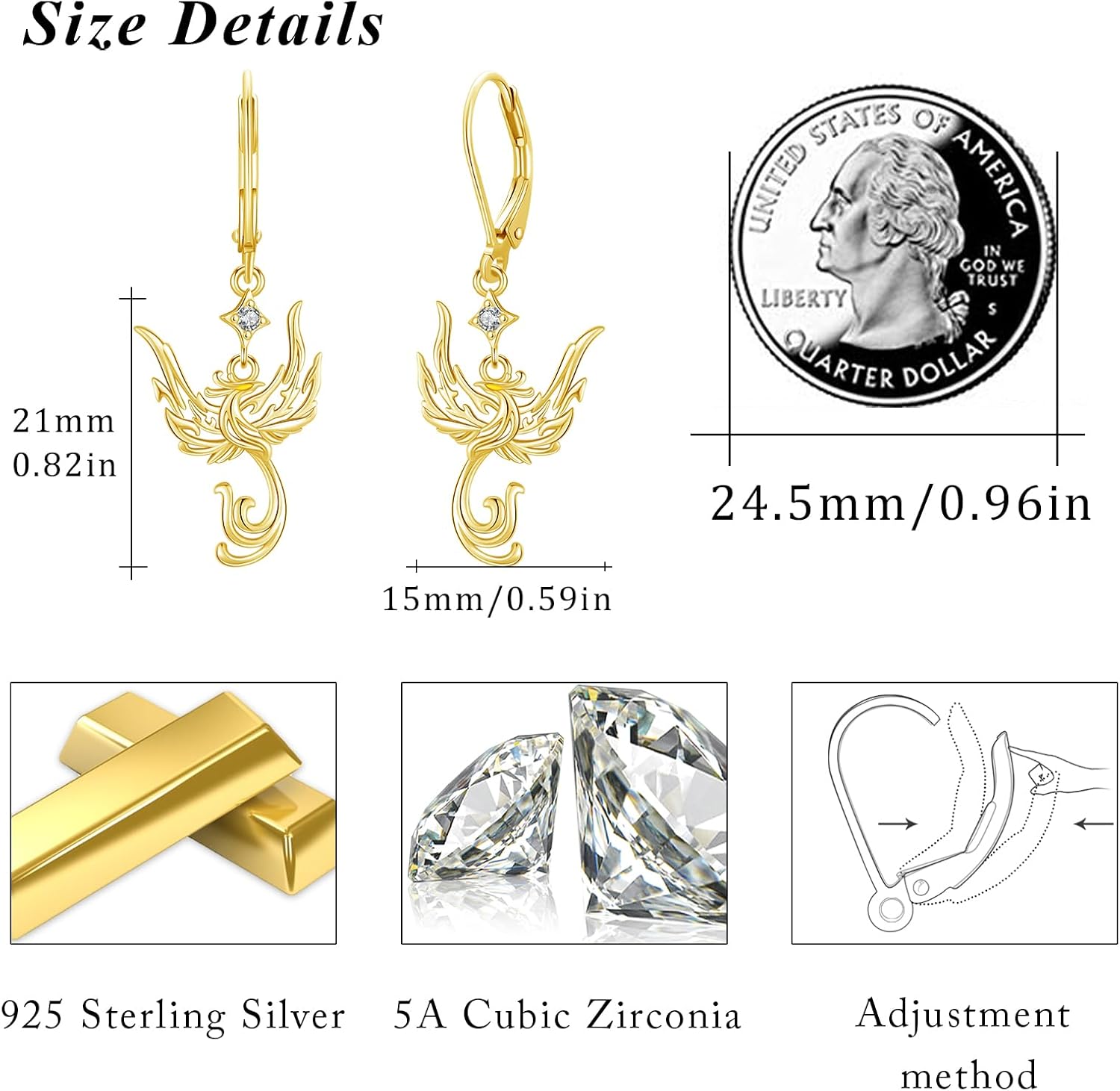 TUGHRA Phoenix Earrings for Women 925 Sterling Silver Rising Phoenix Dangling Earrings Nirvana Rebirth Phoenix Dangle Earrings Jewelry Gifts for Girls Women