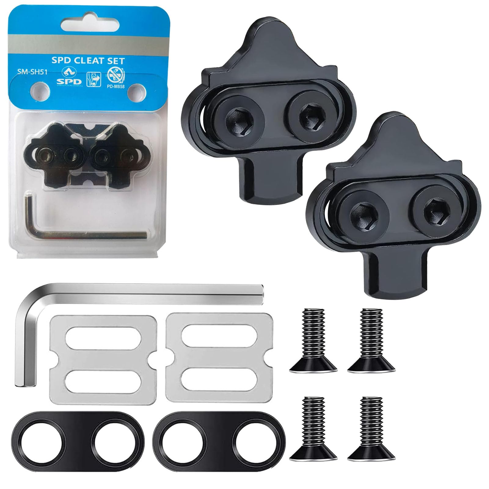 SEPSCO 自転車 クリートセット シマノ自転車ペダルと互換性があります マルチエントリーモード SPDクリート クリートナットなし SPD用 SM-SH56 SM-SH51 工具付き マウンテンバイクと SPD クリートに適しています シマノ (黒)